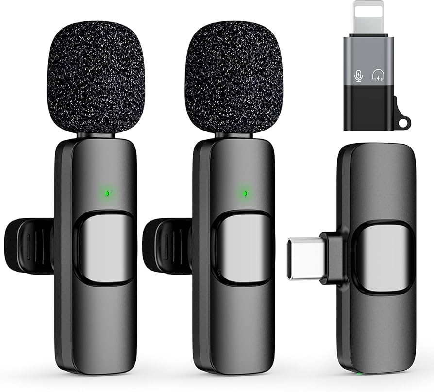 Bo ya Improved Wireless Lavalier With 2 Microphone with Adjustable Collar Clip and Adapter - for iPhone/Android/Computer - Mini Mic for Video Recording/Podcasts, Built-in Noise Cancelling Chip 1