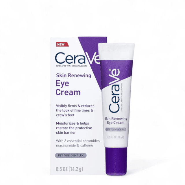 CeraVe Skin Renewing Eye Cream -14.2g | Anti-Aging with Peptides, Caffeine & Niacinamide – For Wrinkles, Dark Circles & Puffiness