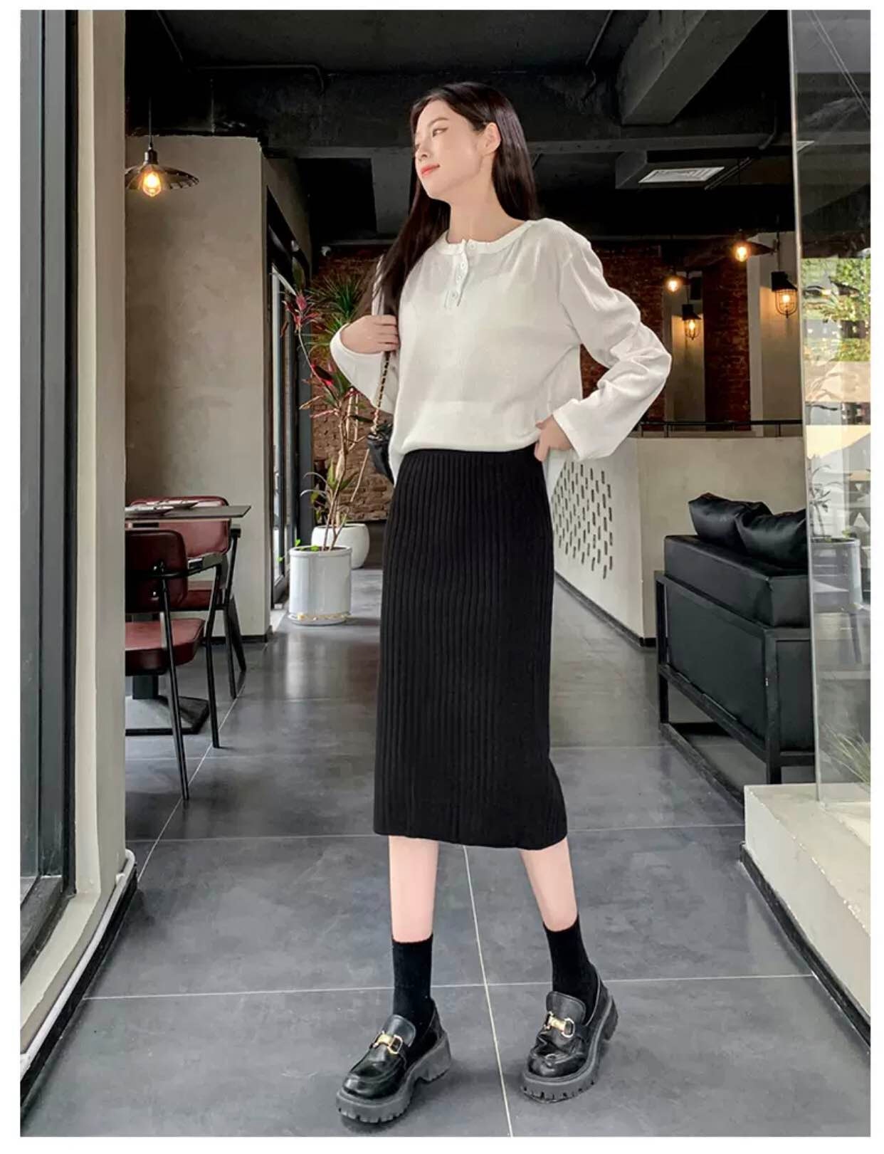 New Woolen Long Plain Skirt Free size Estechebal west For Women 1