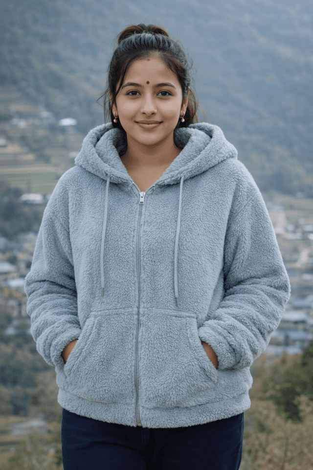 Fur Sherpa Hoodie Winter Jacket for Women