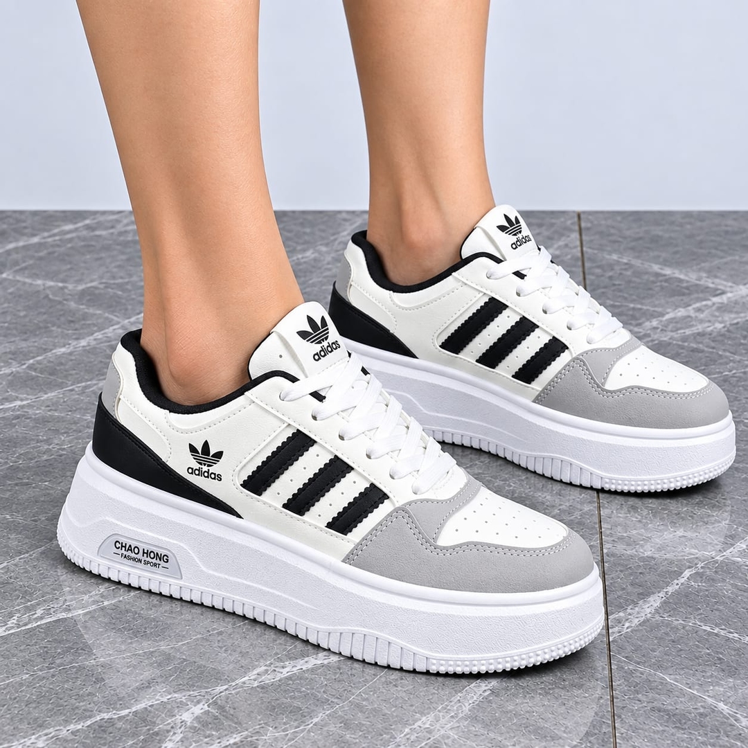 LuxeStride Retro Luxe Platform Sneakers for Women – Premium White & Burgundy Casual Shoes 1