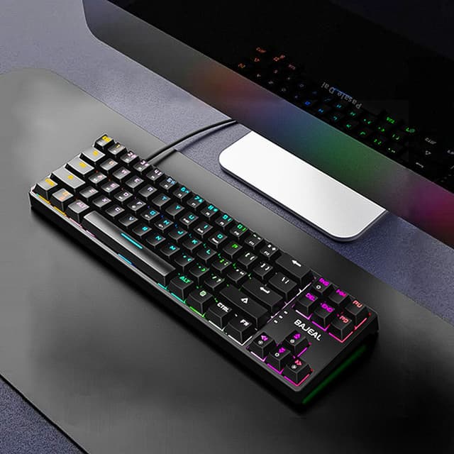 BAJEAL K-710 RGB Gaming Keyboard TKL Mechanical Laptop Luminous Gaming 71-Key BAJEAL Rainbow Keyboard Portable Feel 3C RIs298