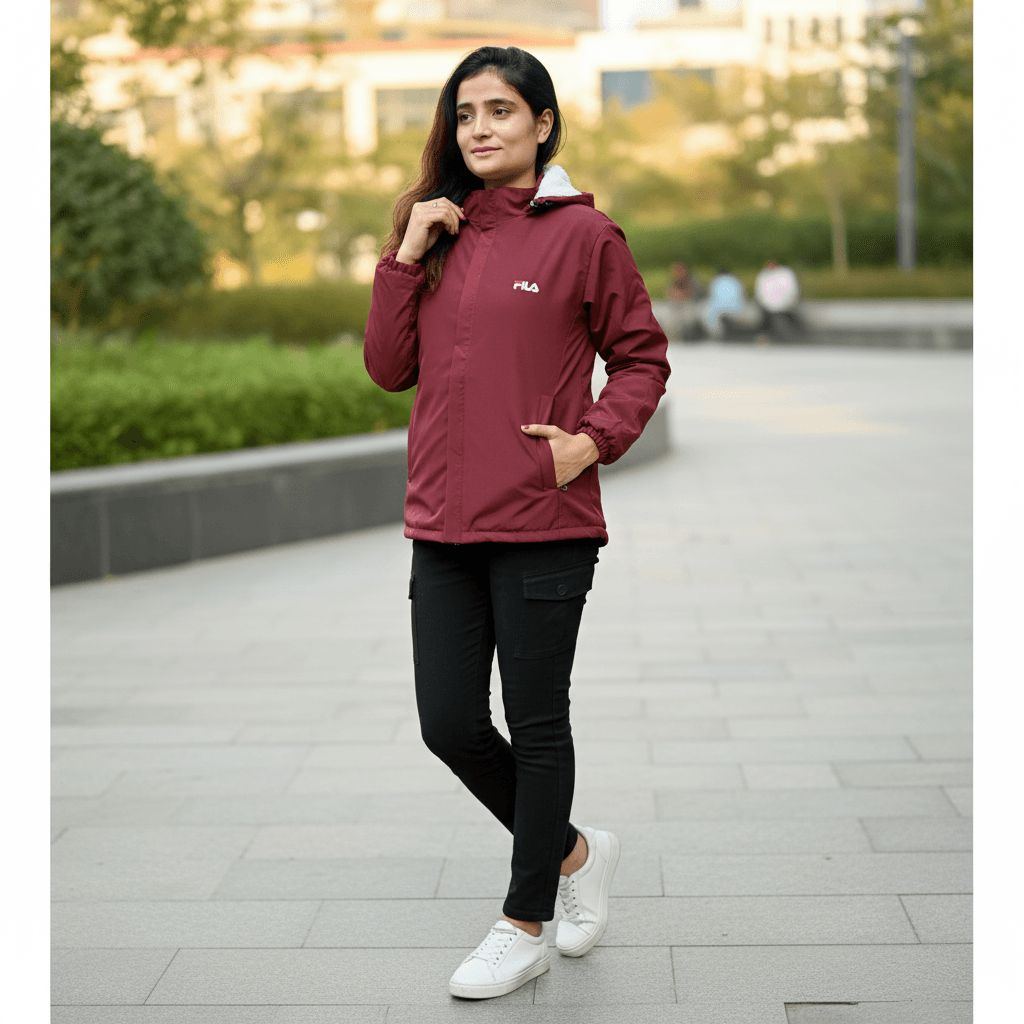 Maroon Solid Premium Fur Jacket For Women - Fashion | Jackets For Women | Women's Wear | Jackets | 1