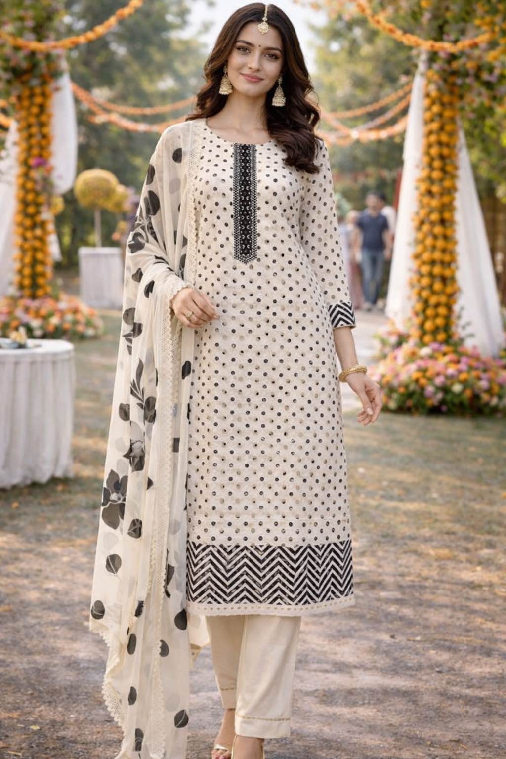 Cotton Chickenkari Kurti Sets For Women 1