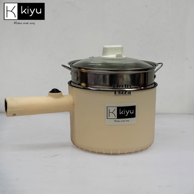 KIYU Electric Hot Pot Rapid Noodles Cooker, Non-Stick Hot Pot Electric Cooking Pan for Soup,Pasta, Steak, Perfect for Dorm and Camping, Steamer 22*