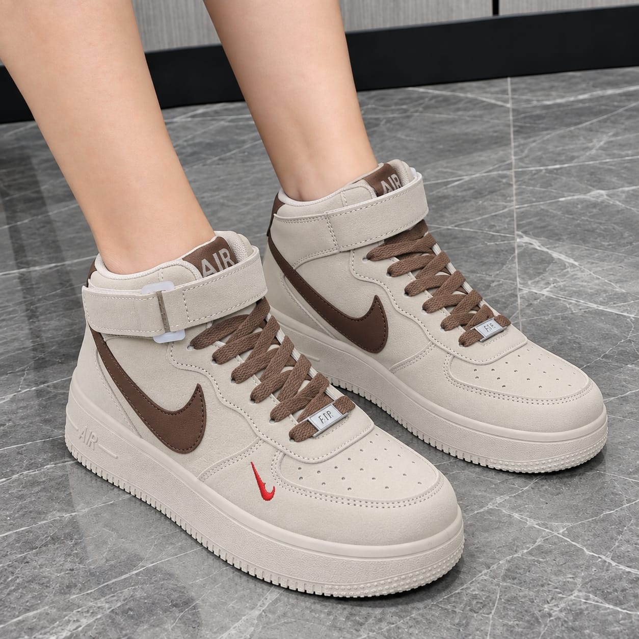 Premium Women’s High-Top Leather Sneakers – Elegant Classic Platform Style 1