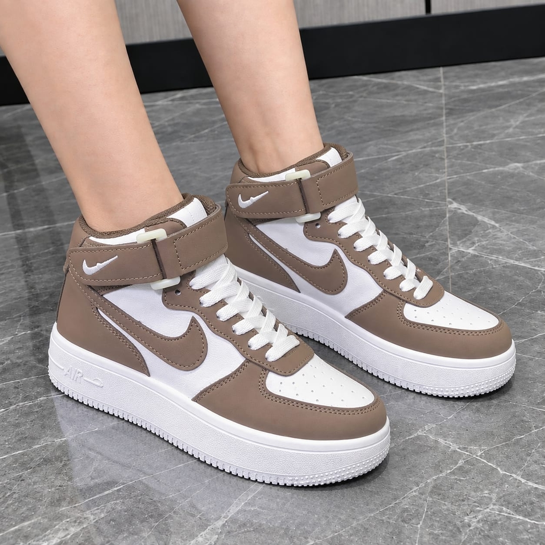 Premium Women’s High-Top Leather Sneakers – Elegant Classic Platform Style 1