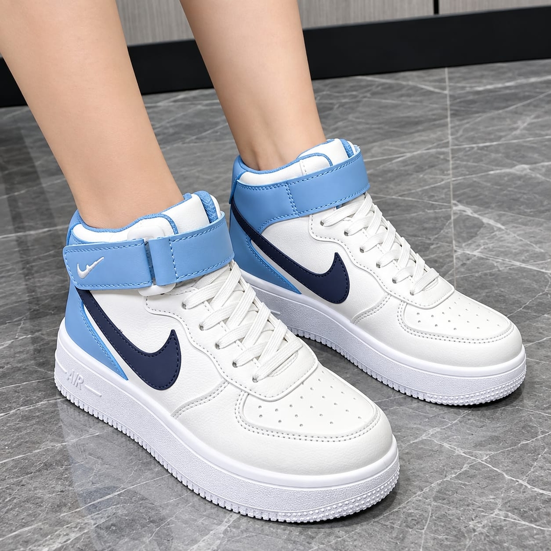 Premium Women’s High-Top Leather Sneakers – Elegant Classic Platform Style 1