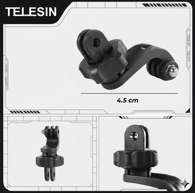 TELESIN 360 Rotateable J Hook Mount for GoPro Action Camera Jhook For Chest Mount