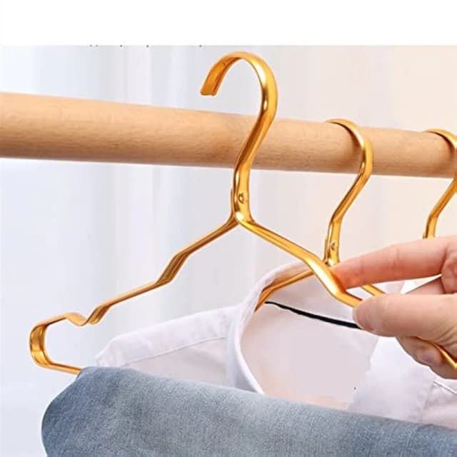 5 Pack Coat Hangers Aluminum Gold Colour Clothes Hanger