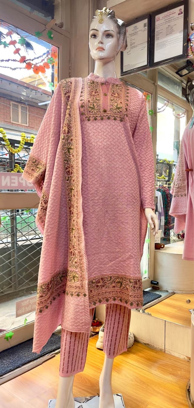 Woolen Kurti Sets For Women In Pink