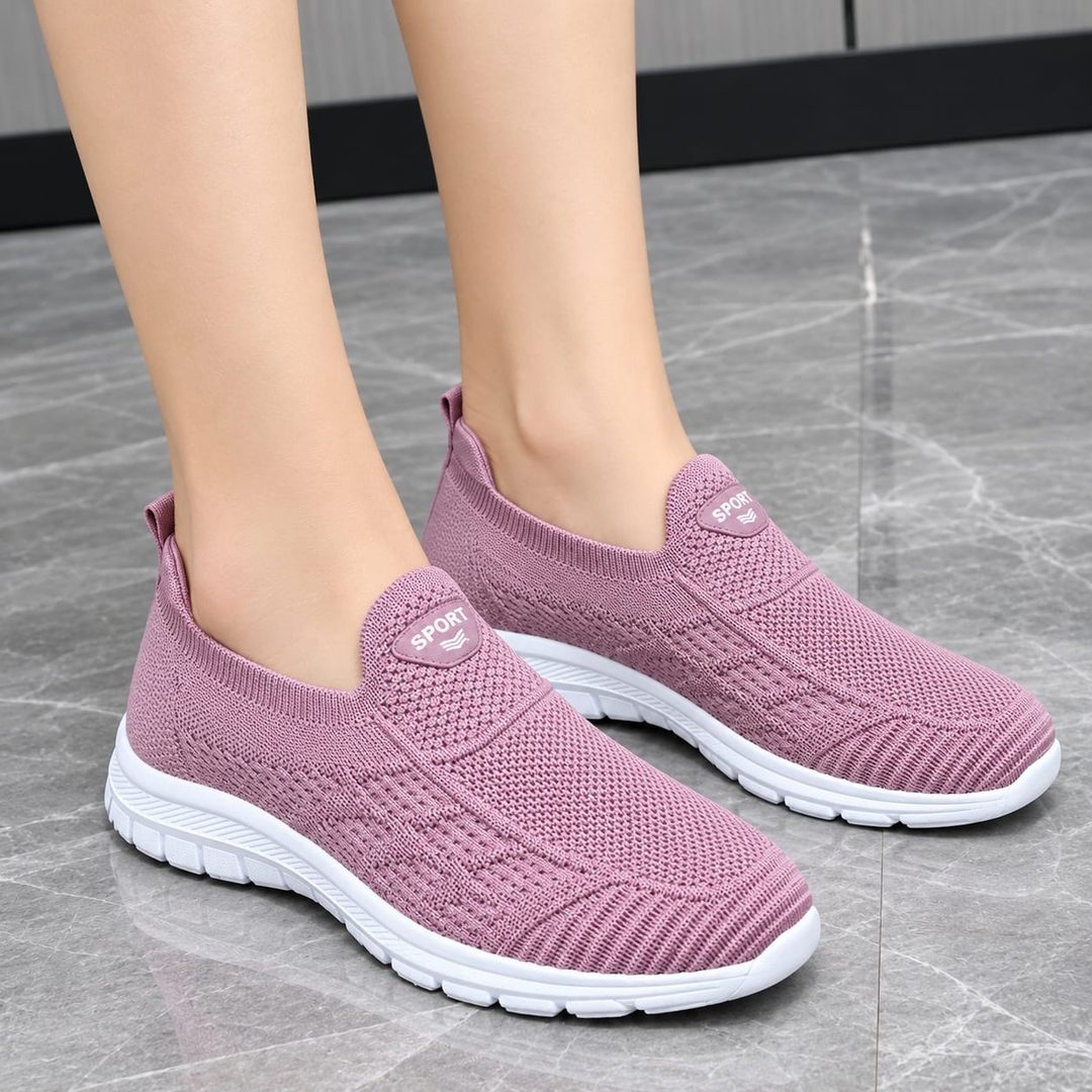 Women’s Lightweight Breathable Slip-On Sneakers – Pink 1