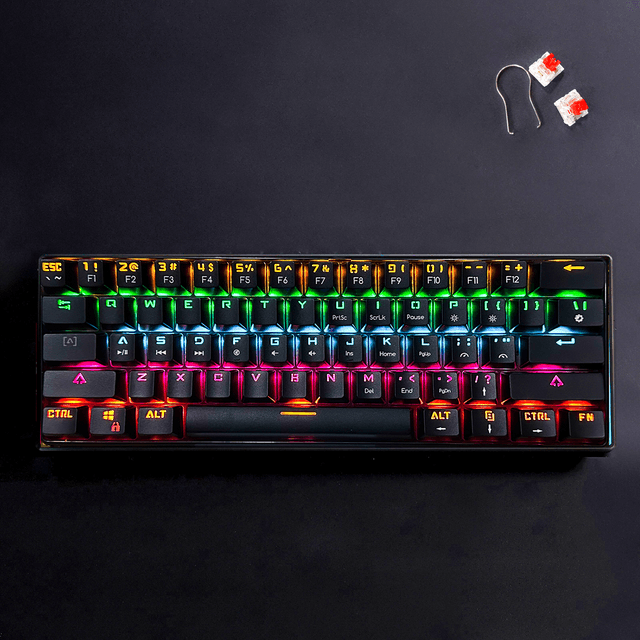 Bajeal Red Switch Hotswappable Mechanical Gaming Keyboard 61 Keys Rainbow RGB Light - HJK682