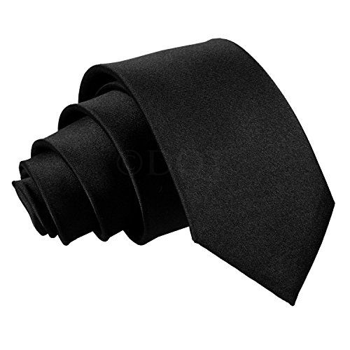 Tie Shiny Mens Solid Skinny 2" Inch Black Necktie Tie 1