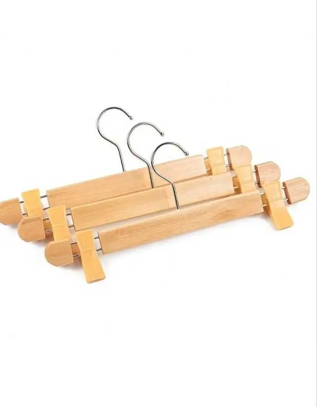 3 Pieces Solid Wood Hanger For Home, Anti-Slip Wooden Hook, Wardrobe Organizer Clothes Stand Without Trace