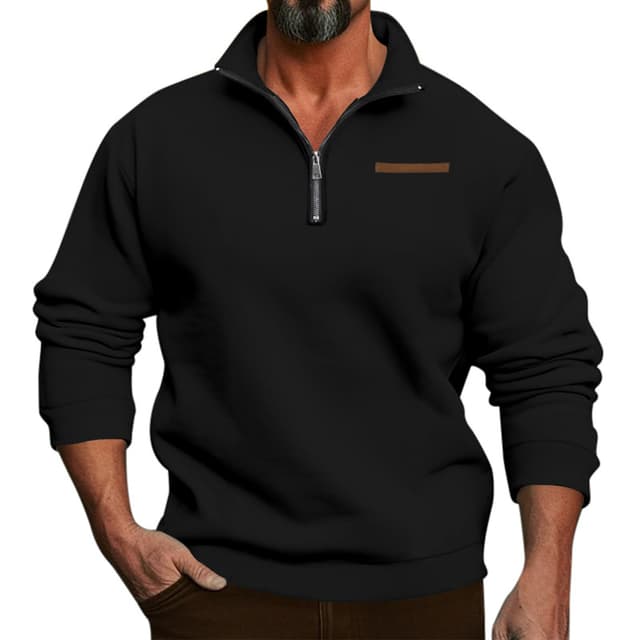 Winter Warm Cotton Fleece Half Zipped Sweatshirt For Men's.