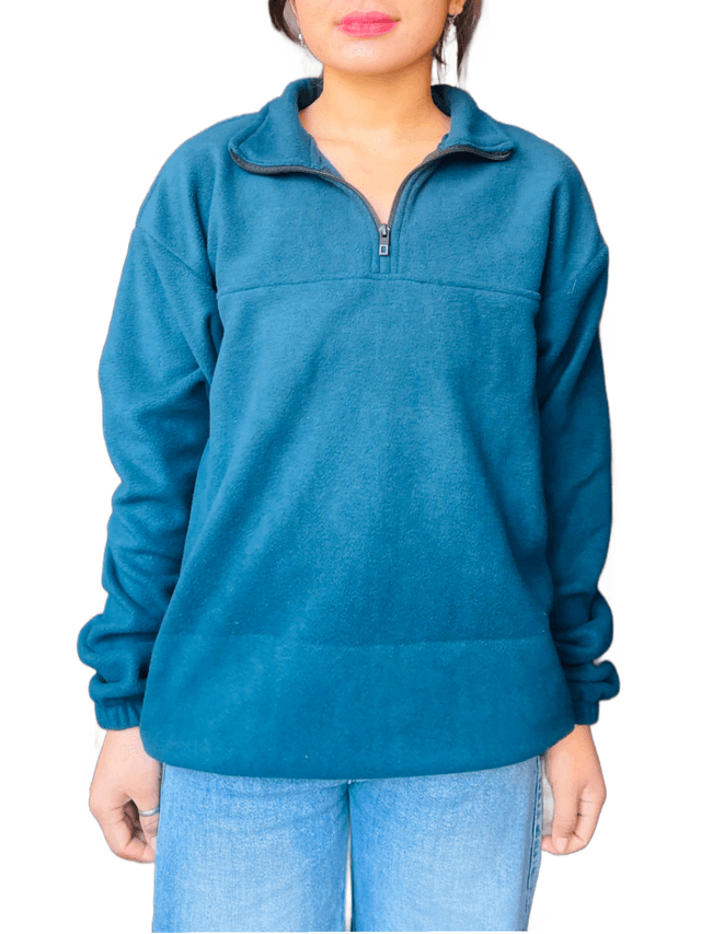 Winter Warm Lightweight Polar Fleece Half Zipped Sweatshirt For Ladies.
