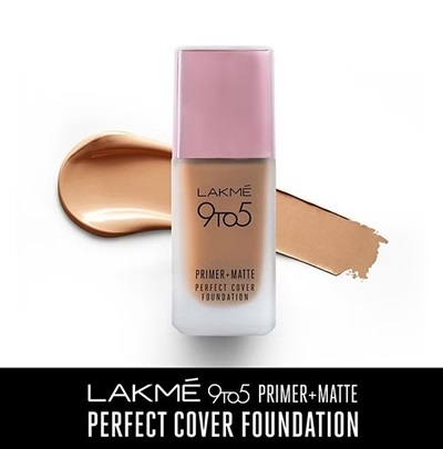 Lakme 9 to 5 Primer + Matte Perfect Cover Foundation - C100 Cool Ivory (25 ml) 1