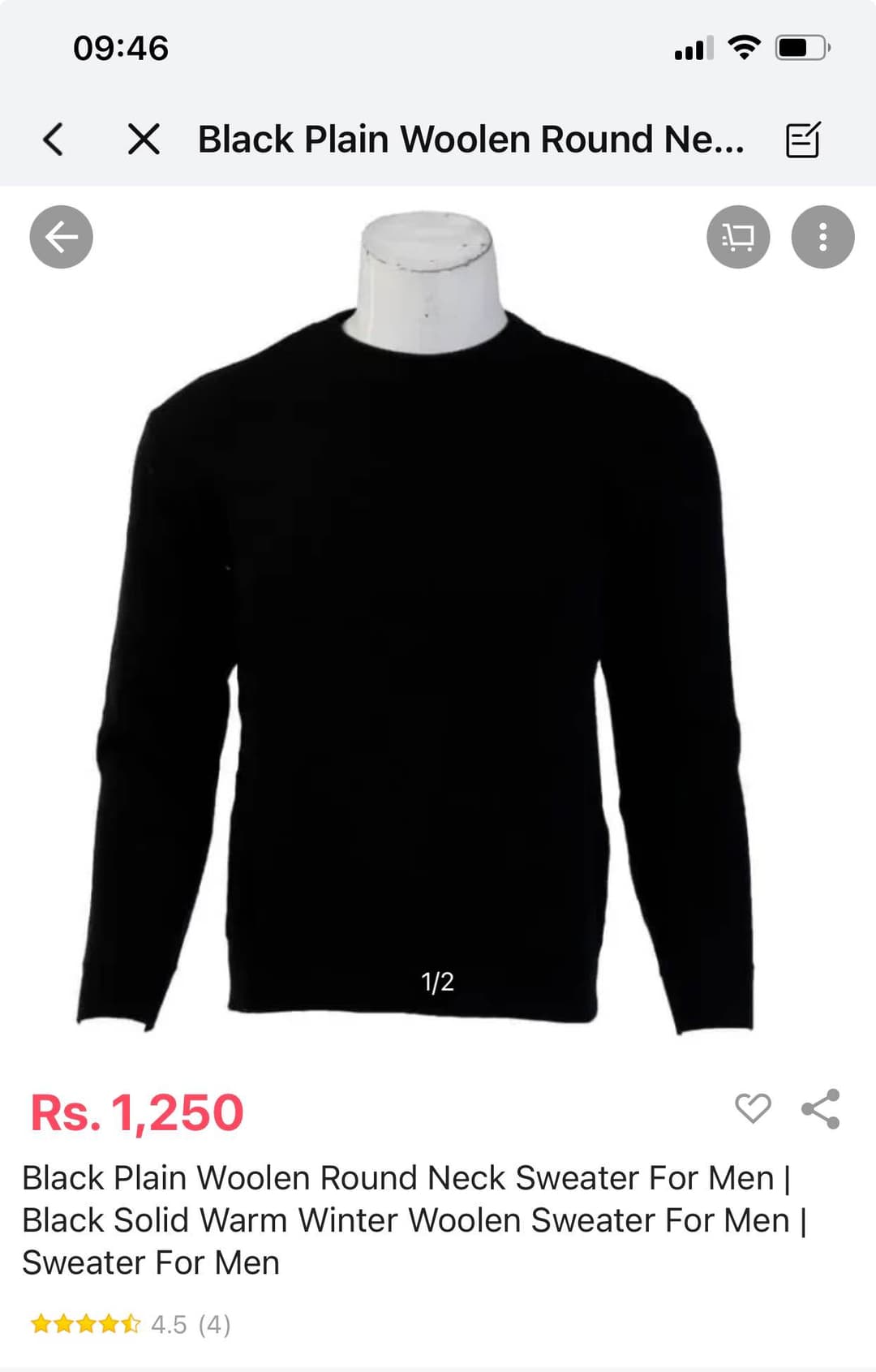 Black Plain Woolen Round Neck Sweater For Men | Black Solid Warm Winter Woolen Sweater For Men | Sweater For Men 1