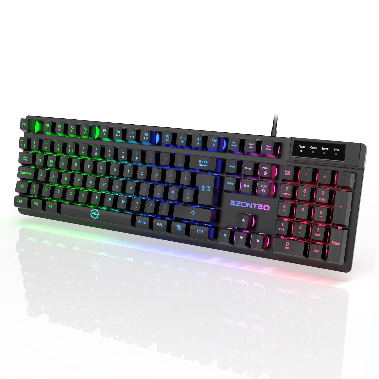 Rainbow Backlit Gaming Keyboard Black 1