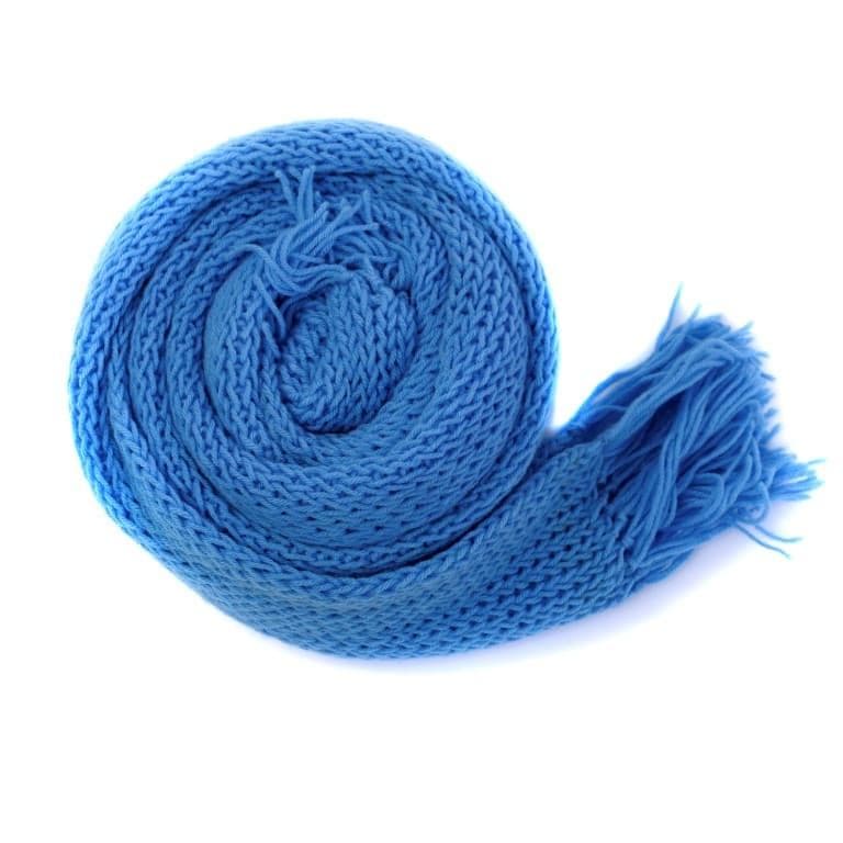 Sky Blue Plain Woolen Scarves For Men 2