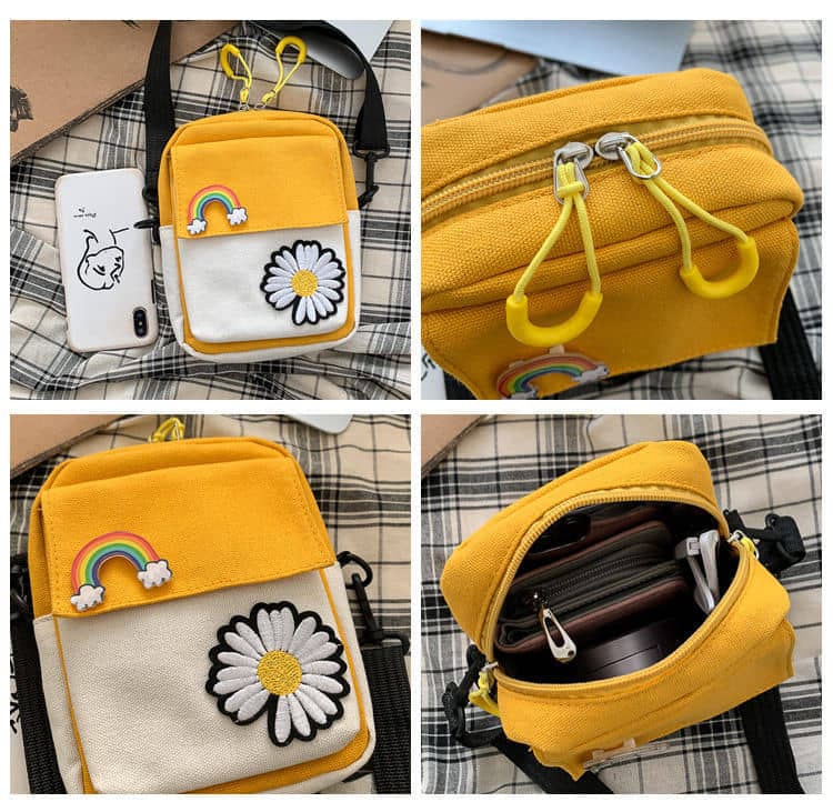 Canvas tote Bag 2020 New Small Daisy Canvas Bag Wild Shoulder Messenger Bag Fashion Student Small Bag Tide 4