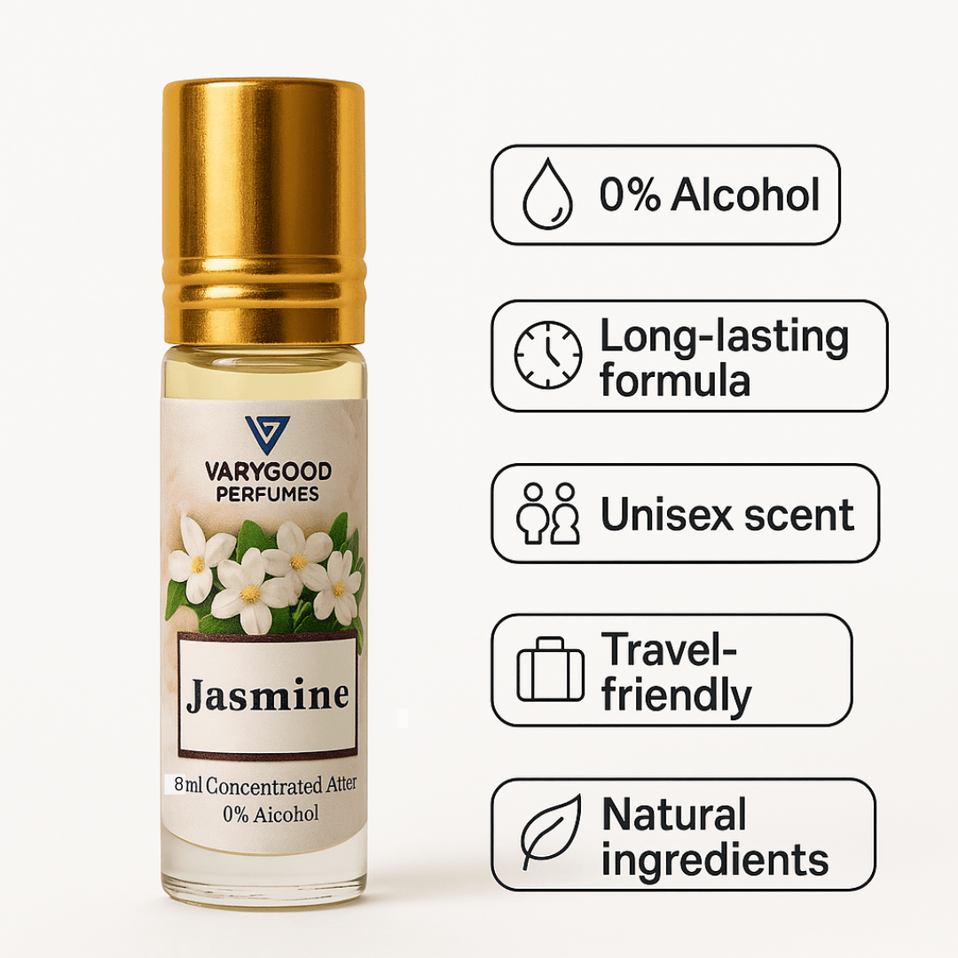 VaryGood Jasmine Attar Roll On – 8ml Alcohol-Free Concentrated Perfume for Men & Women | Long Lasting Natural Floral Fragrance 4