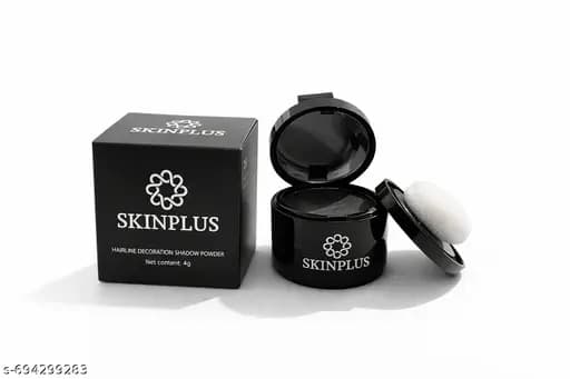 SKINPLUS Hairline Shadow Powder (4g) - Waterproof Forehead Hair Filler & Bald Patch Concealer | Instant Hair Touch Up Powder for Men & Women(Black Shade) - 4g