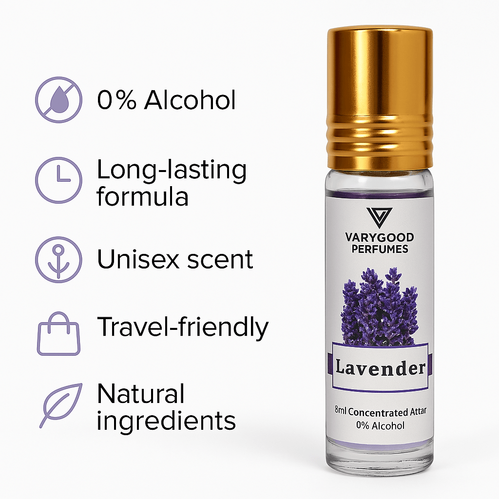 VaryGood Lavender Attar Roll On – 8ml Long Lasting Alcohol-Free Perfume for Men & Women | Natural Calming Floral Fragrance 3