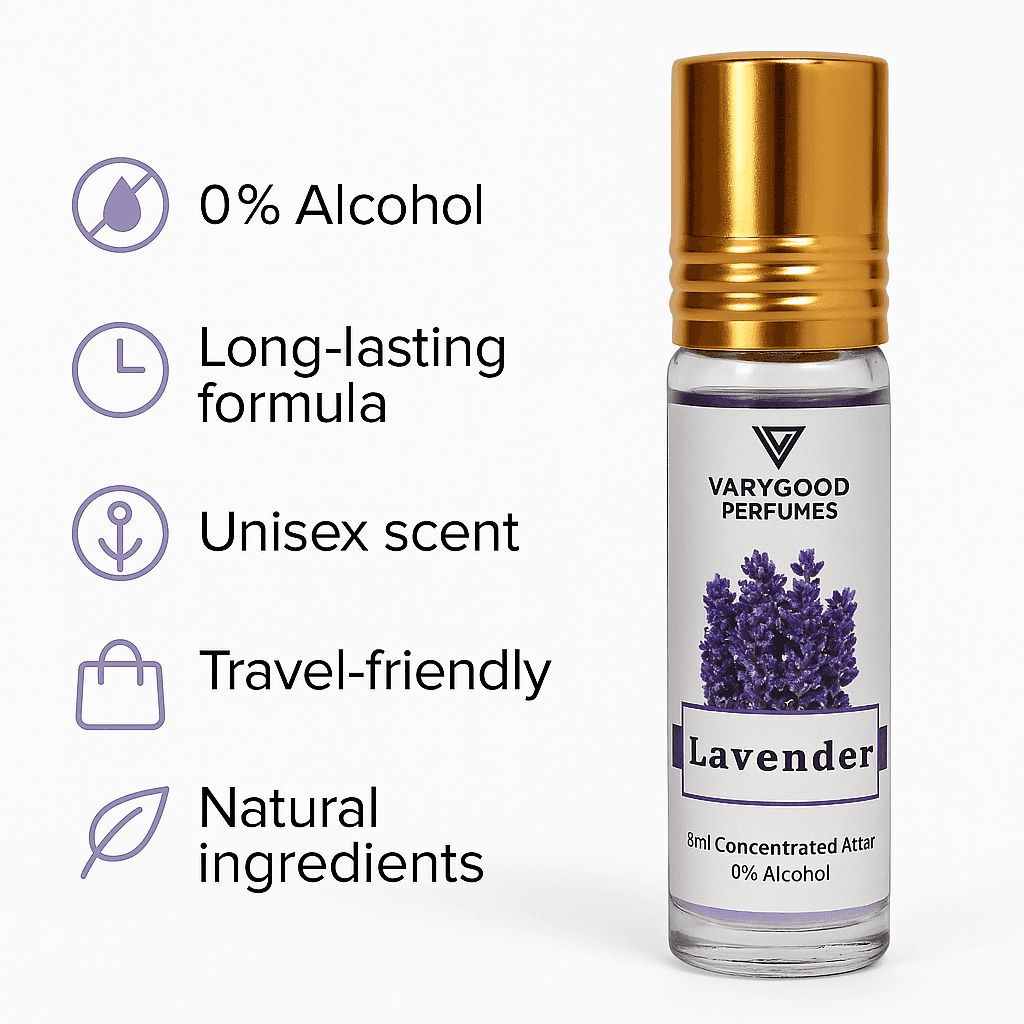 VaryGood Lavender Attar Roll On – 8ml Long Lasting Alcohol-Free Perfume for Men & Women | Natural Calming Floral Fragrance 2