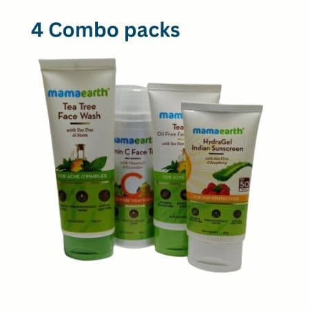 Mamaerath Tea Tree Facewash, Moisturizer, Toner and Sunscreen Sets, 4 Combo Packs