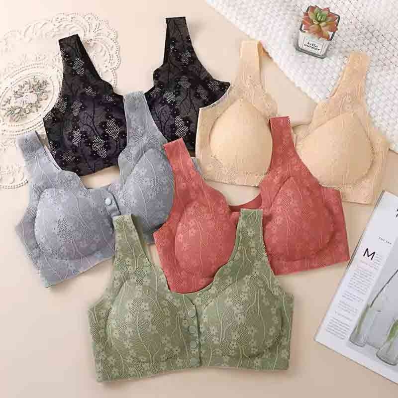Women's Cotton Spandex Fancy Padded Front Open Baby Feeding New Moms Maternity Nursing Bra 3