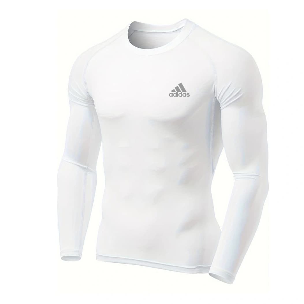 White Comfortable Inner Compression Round Neck Full Sleeve Sports T-Shirt For Men 3