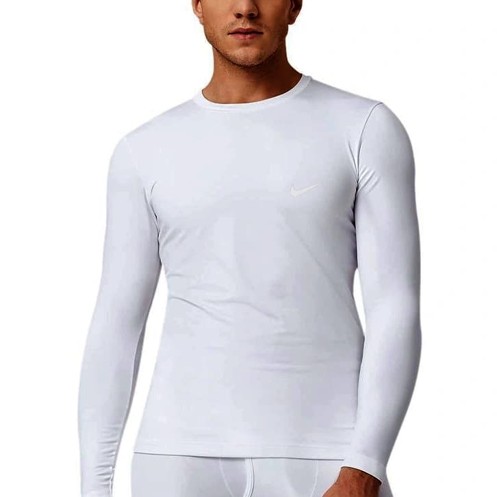 White Comfortable Inner Compression Round Neck Full Sleeve Sports T-Shirt For Men 2