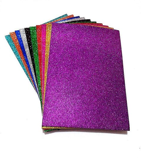 10 pcs A4 Glitter Foam Sheet With Adhesive Glue for Art & Craft, Decoration, Gift Wrapping, Scrapbooking, Craft Project, etc 1