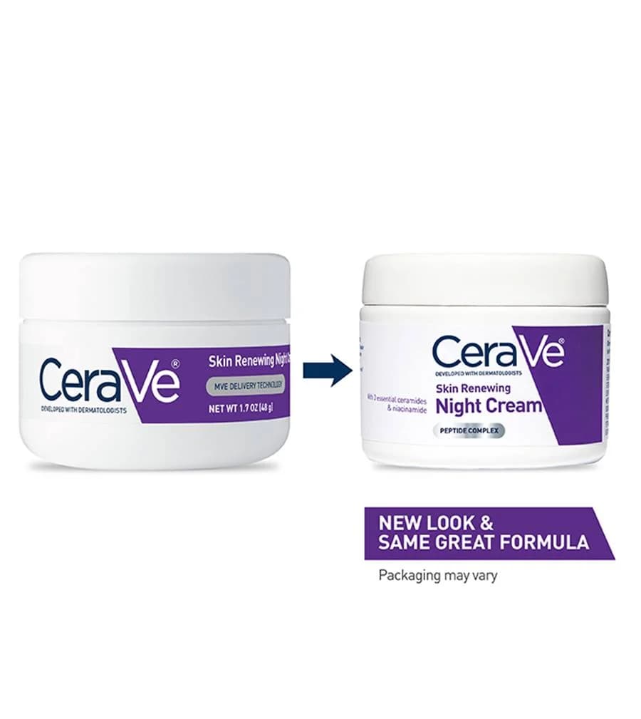 CeraVe Skin Renewing Night Cream , Cera Ve Hydrating Moisturizer With Niacinamide , Peptide Complex 48 G 2