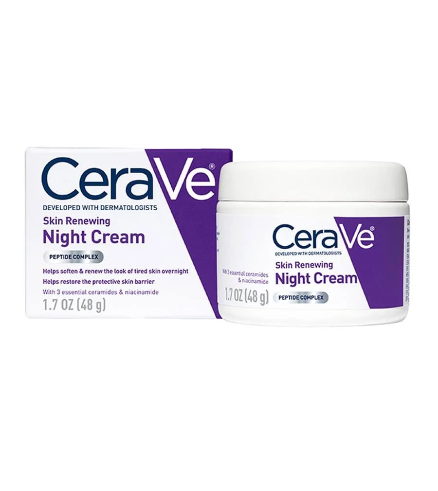 CeraVe Skin Renewing Night Cream , Cera Ve Hydrating Moisturizer With Niacinamide , Peptide Complex 48 G 1