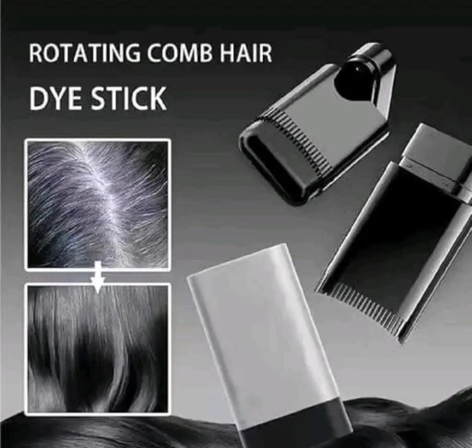 Hairdressing Wand, Instant Gray Hair Coverage Touch-Up Stick, Black, Waterproof & Sweat-Proof Formula, Built-in Comb Applicator, Travel-Friendly & Compact, Long-Lasting - Black 6