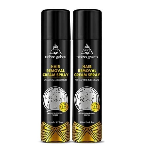 urbangabru Hair Removal Spray (200 ml) | Body Hair Removal In 3-5 Minutes For Men| Painless Body Hair Removal Cream For Chest, Back, Legs, Under Arms (Pack Of 2) 1