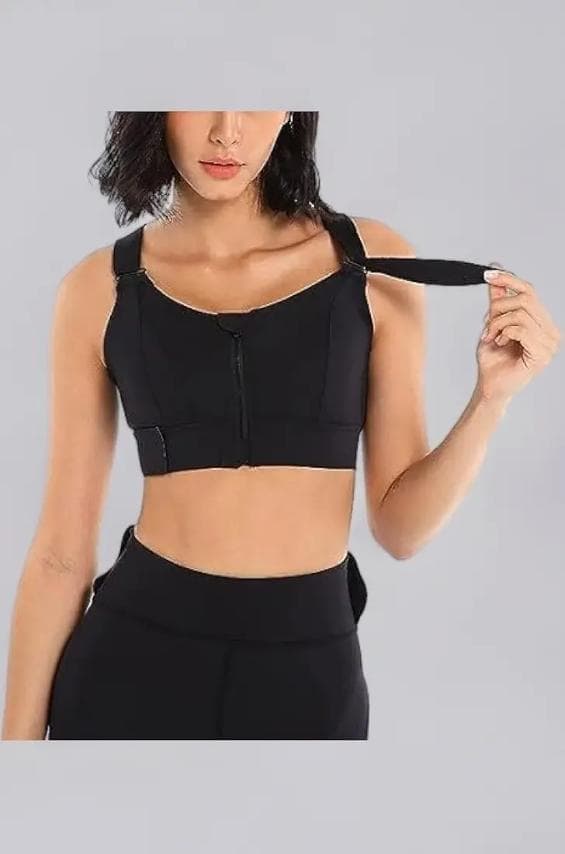 Zip Front Sports Bra Adjustable Straps High Support Medium Impact Zipper Front Hook Running Bra Crisscross Padded 1