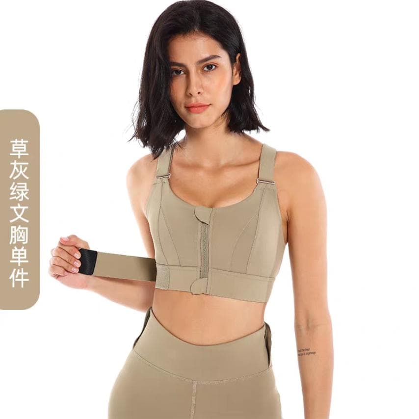 Zip Front Sports Bra Adjustable Straps High Support Medium Impact Zipper Front Hook Running Bra Crisscross Padded 4