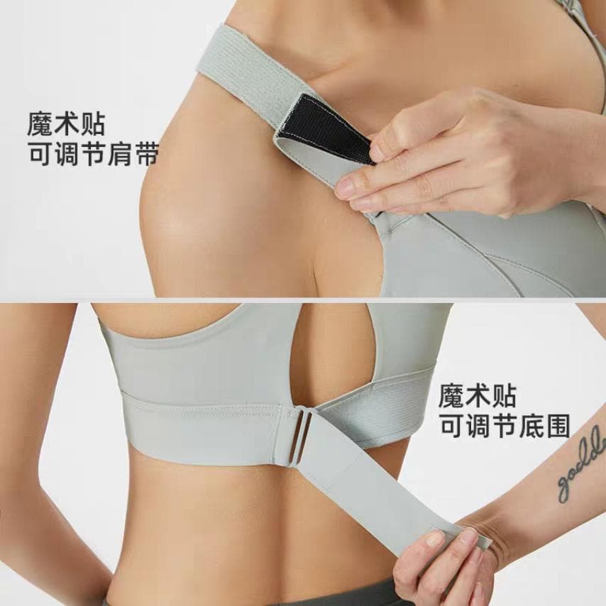 Zip Front Sports Bra Adjustable Straps High Support Medium Impact Zipper Front Hook Running Bra Crisscross Padded 5