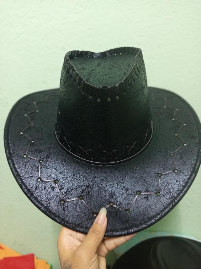 Western Cowboy Hat, Faux Suede, Wide Brim, Stitched Detail, Unisex 5