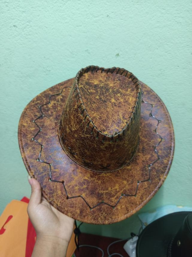 Western Cowboy Hat, Faux Suede, Wide Brim, Stitched Detail, Unisex 8