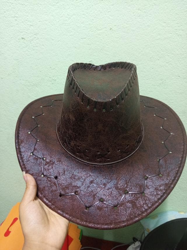 Western Cowboy Hat, Faux Suede, Wide Brim, Stitched Detail, Unisex 4