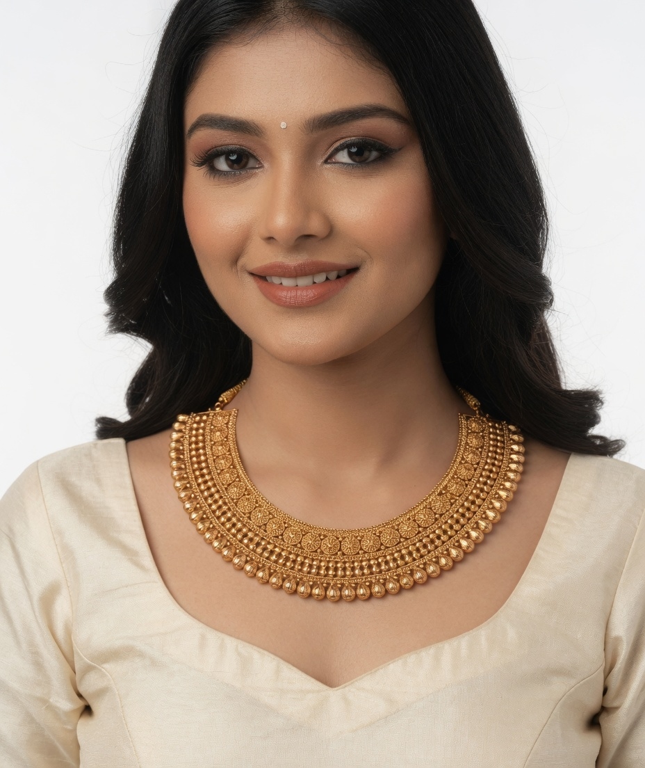 Gold Pleated Necklace, Classic Gold Plated Chain Necklace – Stylish & Lightweight 2